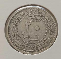 20 PARA 1327-3 SULTAN MEHMET REŞAT ORİJİNAL MADENİ NİKEL NADİR BB3CC2 ÇİLALTI