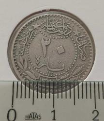 20 PARA 1327-3 SULTAN MEHMET REŞAT ORİJİNAL MADENİ NİKEL NADİR BB3CC2 ÇİLALTI