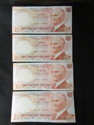 PARA 6.EMİSYON 3.TERTİP 20 LİRA 4 LÜ SET ÇİL KONDİSYONDA 862