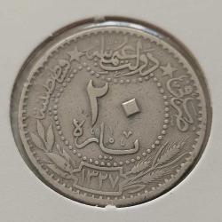 NİKEL 20 PARA 1327-5 SULTAN REŞAT ORİJİNAL MADENİ PARASI ÇİLALTI NADİR 1T2R1R
