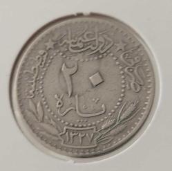 NİKEL 20 PARA 1327-5 SULTAN REŞAT ORİJİNAL MADENİ PARASI ÇOK ÇOK TEMİZ NADİR 4TT2Y1