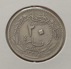 NİKEL 20 PARA 1327-5 SULTAN REŞAT ORİJİNAL MADENİ PARASI ÇİLALTI-ÇİL NADİR 1M2TT1