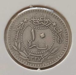 10 PARA 1327-5 SULTAN MEHMET REŞAT ORİJİNAL MADENİ NİKEL NADİR D2GG3 ÇOK ÇOK TEMİZ