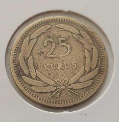 1949 PİRİNÇ 25 KURUŞ ORİJİNAL MADENİ PARA 2T3YY1 ÇOK TEMİZ