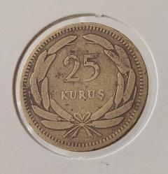 1949 PİRİNÇ 25 KURUŞ ORİJİNAL MADENİ PARA 2T3YY1 ÇOK TEMİZ