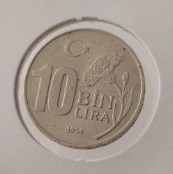 1994 10 BİN LİRA DÜNYA SPOR VE OLİMPİK DÜŞÜNCE YILI DARPHANE PARASI ÇİL 5V2BB1 NADİR