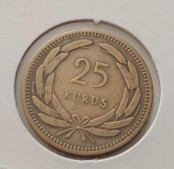 1955 PİRİNÇ 25 KURUŞ ORİJİNAL MADENİ PARA 4D2YY1 ÇOK ÇOK TEMİZ