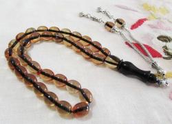 HaRiKa TRaŞLı YUMURTA KESİM SaRı ATEŞİ KeHRiBaR 33 Lük TESBİH........8,5x10,5mm