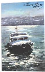 Ömer Muz'dan İmzalı 3 Adet Suluboya Resim / 40 x 65 cm Çerçevesinde