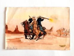 Kovboylar ve Kızılderililer Western Resim Çalışması 