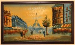 Paris ve Eyfel Kulesi Temalı Yağlıboya Tablo / 96x56 cm Ebadındaki Çerçevesinde