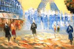 Paris ve Eyfel Kulesi Temalı Yağlıboya Tablo / 96x56 cm Ebadındaki Çerçevesinde