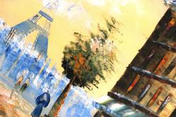 Paris ve Eyfel Kulesi Temalı Yağlıboya Tablo / 96x56 cm Ebadındaki Çerçevesinde