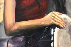 Gülten İmzalı Djembe Çalan Kadın | 50x70 cm Ebadında Akrilik Boya Kanvas Tablo