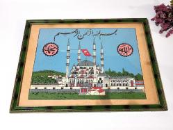 Eskilerden Ahşap Çerçeve Edirne Selimiye Camii Duvar Panosu - Antika Pano - Cami Tablosu