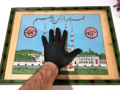 Eskilerden Ahşap Çerçeve Edirne Selimiye Camii Duvar Panosu - Antika Pano - Cami Tablosu