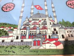 Eskilerden Ahşap Çerçeve Edirne Selimiye Camii Duvar Panosu - Antika Pano - Cami Tablosu