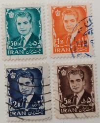 1962 İRAN ŞAH RIZA PEHLEVİ DAMGALI PULLARI ORİJİNAL DD3YY4 ÇOK NADİR