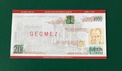 7.EMİSYON 20.000.000 LİRA MERKEZ BANKASI BANKNOT KONTROL KARTI - NADİRR ÇİLL