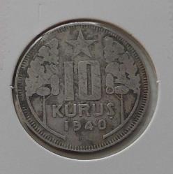 1940 YILI ORİJİNAL 10 KURUŞ MADENİ NİKEL CC2PP3 NADİRDİR
