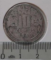1940 YILI ORİJİNAL 10 KURUŞ MADENİ NİKEL CC2PP3 NADİRDİR
