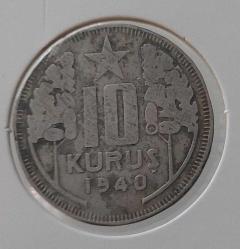 1940 YILI ORİJİNAL 10 KURUŞ MADENİ NİKEL CC2PP3 NADİRDİR