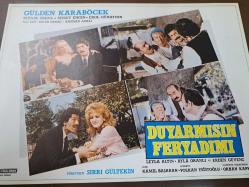 Duyarmısın Feryadımı Filmi  - Lobi Kart Seti  - Lobby Cards Set - Gülden Karaböcek- Münir Özkul- Mesut Engin- Erol Günaydın- Ali Şen- Diler Saraç- Handan Adalı- Leyla Altın- Ayla Oranlı- Kamil Başaran- Volkan Yiğitoğlu - 8'li Set