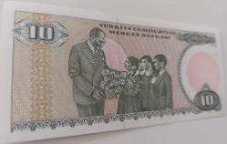 7.EMİSYON 1.TERTİP 10 TÜRK LİRASI B 5323 4444 SERİ NUMARALI ORİJİNAL YARIM RADAR KAĞIT PARA ÇİL