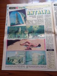 Milliyet Turizm Gazetesi - 7 Mayıs 1981 - Akdeniz Bölgesi 2 - Türkiye'nin Riviera'sı Antalya - Konyaaltı Plajı - Bölgenin Yemekleri - Domates Civesi - Turunç Reçeli - Arap Aşı - Kölle - Turist Cenneti Alanya - Damlataş Mağarası - Beldibi Mağarası