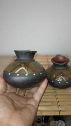Eski İtalyan Terracotta Çift Vazo