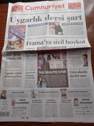 Cumhuriyet Gazetesi - 21 Aralık 2011 - Şike Raporunda Cornu İzi - Beşiktaş Asbaşkanı Serdal Adalı Aziz Yıldırım'a Süs Olduk - Uygarlık Dersi Şart - Cezaevinde Kitap Yasağı - Server Tanilli - Tüm Yurtta Eylem Var Söz Sırası Emekçide - Tüketiciye Elektrik Kararması Faturalarda Devlet Sırrı - Roman Polanski -