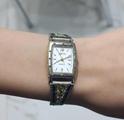 Vintage  MONTANA SİLVERSMİTHS El yapımı Altın ve Gümüş Kakma  Elastik Kayışlı Bayan Kol Saati Amerika   0091