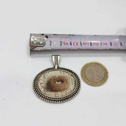 Vintage  Gümüş Ton Ephemera Yuvada  ki Yumurtalar Kolye Ucu  El yapımı  0091