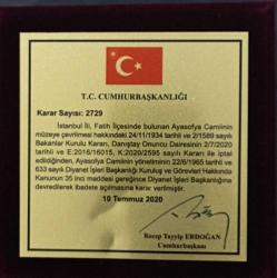 ## Ayasofya Camii İbadete Açılışı Hatıra Bronz ##
