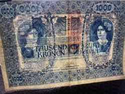 “Alman Avusturya” SÜRŞARJLI Avusturya Macaristan 1000 Kronen 1902 / 1919 Austria 1000 Kroner 1902 with stamp “German Austria”
