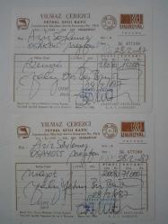 Efemera - Merzifon YILMAZ ÇEREZCİ Petrol Ofisi ( UNIROYAL )  Bayii, 1987 Yılı, 2 Adet FATURA ( Aziz Söylemez adına düzenlenmiş ) - kitantik - kitaLog