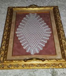 14569- EL YAPIMI AHŞAP ÇERÇEVELİ ÇAY TEPSİSİ