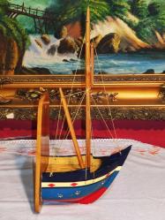 15924-ÇOK ŞAHANE AHŞAP EL YAPIMI TEKNE DUVAR SÜSÜ