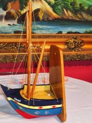 15924-ÇOK ŞAHANE AHŞAP EL YAPIMI TEKNE DUVAR SÜSÜ