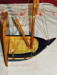 15924-ÇOK ŞAHANE AHŞAP EL YAPIMI TEKNE DUVAR SÜSÜ