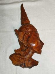 15922-AHŞAP EL OYMASI KADIN BAŞI DUVAR SÜSÜ