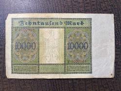 Almanya İmparatorluğu 10000 Mark Reichsbanknote Deutsches Reich 1922 TEMİZ - T (Fine F)