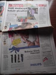 Sözcü Gazetesi - 15 Haziran 2013 - UEFA'dan Şok Açıklama - Felipe Melo Bilmecesi - Gezi Eylemleri - Recep Tayyip Erdoğan - Futbolcu Okan Buruk'un Eşi Haç Kolye Taktı - Uğur Dündar