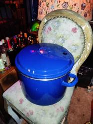 15635-MUHTEŞEM GÜZELLİKDE MAVİ RENK EMAYE KAZAN