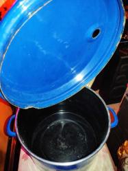 15635-MUHTEŞEM GÜZELLİKDE MAVİ RENK EMAYE KAZAN