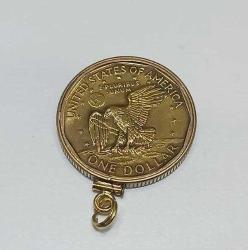 Vintage  Altın Kaplama 1979 1 Amerikan Doları SUSAN B. ANTHONY  Kolye Ucu   0091