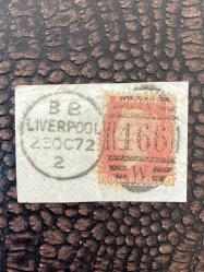 İngiltere Klasik Dönem 1872  Victoria  Red Penny Pul Liverpool çıkışlı Damgalı (466) Fragman Nadir