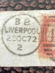 İngiltere Klasik Dönem 1872  Victoria  Red Penny Pul Liverpool çıkışlı Damgalı (466) Fragman Nadir