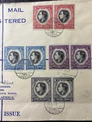 1937 Kraliyet Ziyareti İngiliz Sömürge İlk Gün Zarfı Tam Seri Pulları ve Özel Gün Damgalı Royal Visit 1937 FDC BASUTOLAND Commonwealth