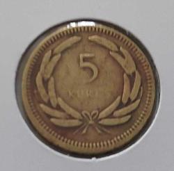 1955 YILI ORİJİNAL MADENİ PİRİNÇ 5 BEŞ KURUŞ C3DDD2 ÇOK TEMİZ NADİR